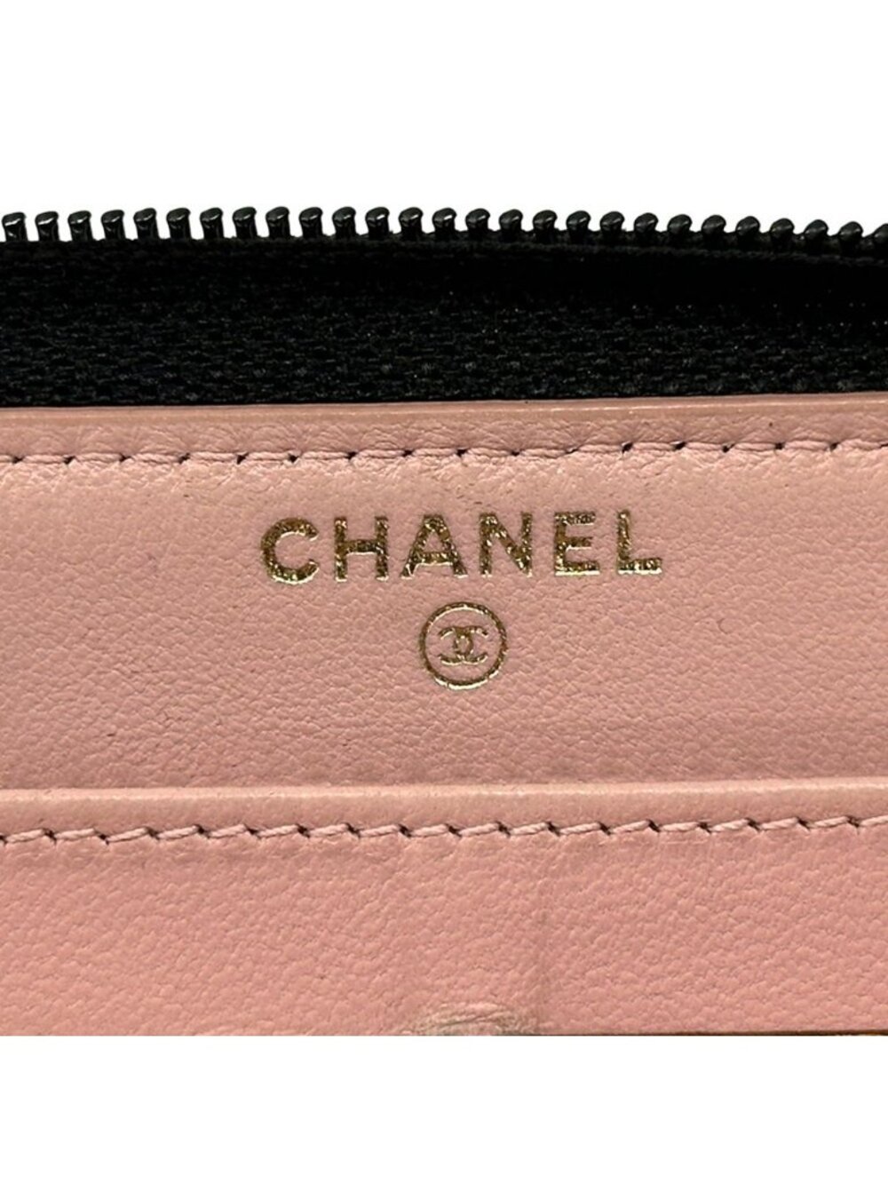 Chanel Wallet Micro Quilted Lambskin Black Gold Zip Around - Picture 6 of 15